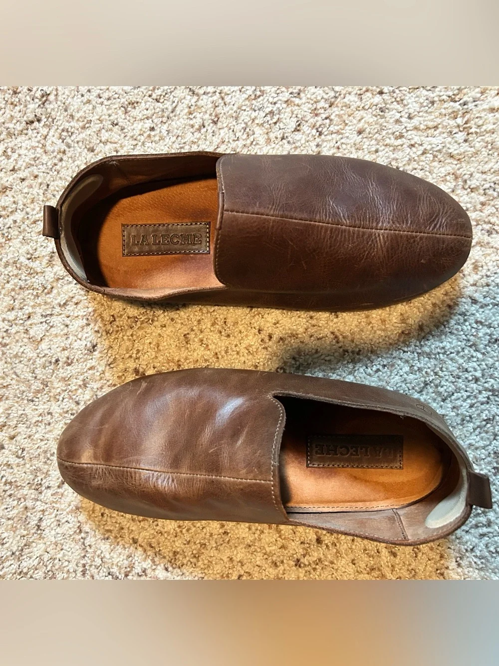 Men's Slip-On Babouche Full Grain Leather House Slippers - Memory Foam